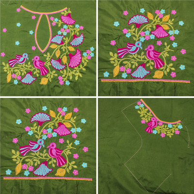 RAJVILASH Art Silk Embroidered Blouse Material