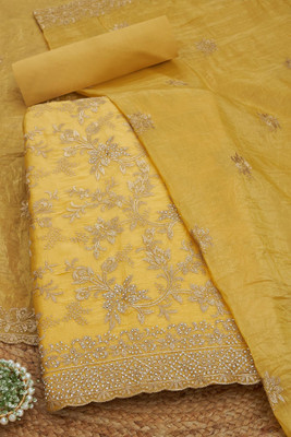 soch Silk Blend Embroidered Salwar Suit Material