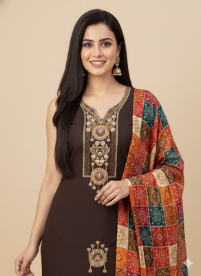 GFASHION Cotton Blend Embroidered Salwar Suit Material