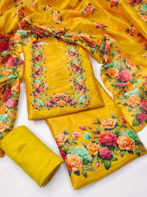 PandadiSaree Silk Blend Floral Print Salwar Suit Material