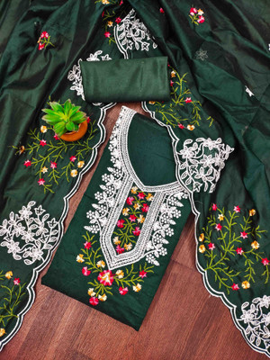 Divastri Cotton Blend Embroidered Salwar Suit Material