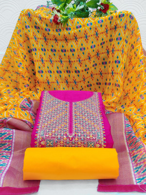 Tavas Chanderi Embroidered Salwar Suit Material