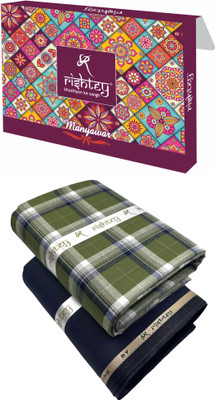 Rishtey Cotton Blend Solid, Checkered Shirt & Trouser Fabric