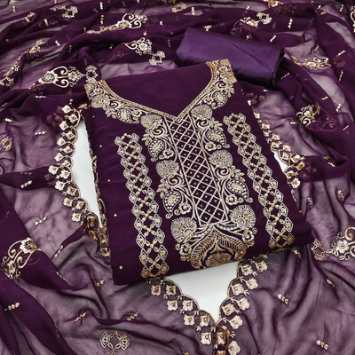 HLSILK Georgette Embroidered Salwar Suit Material