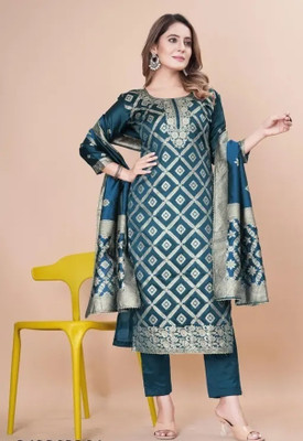 geetaba Silk Blend Printed Kurta & Churidar Material