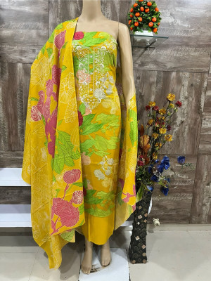 PUNRASAR TEXTILE Cotton Blend Floral Print Salwar Suit Material