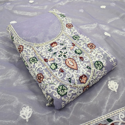 ibrat Net/Lace Embroidered Salwar Suit Material