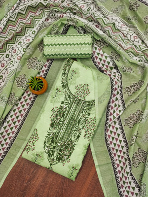 LeeliPeeri Designer Cotton Blend Embroidered, Floral Print Salwar Suit Material