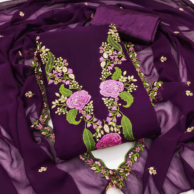 BlissFlair Georgette Embroidered Kurta Fabric