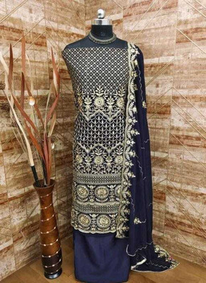 LADYPOTION Georgette Embroidered Salwar Suit Material