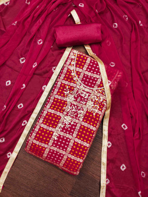 Divastri Cotton Blend Embellished Salwar Suit Material