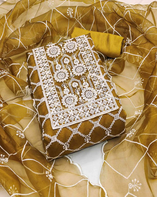 Peachmode Organza Embroidered Salwar Suit Material