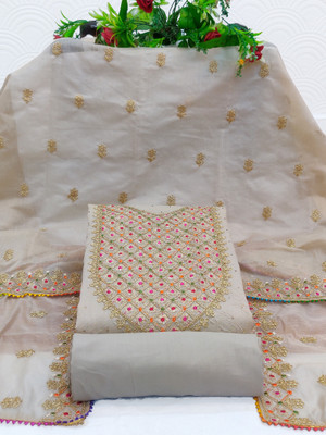 Tavas Chanderi Embroidered Salwar Suit Material
