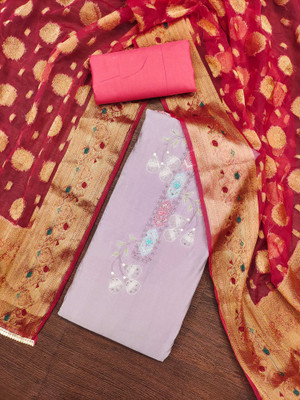 Kimisha Silk Blend Embroidered Salwar Suit Material