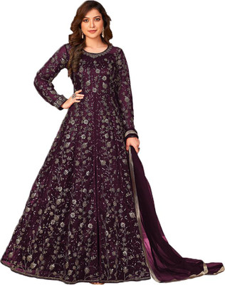 IYALAFAB Net/Lace Embroidered Salwar Suit Material
