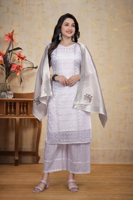 nejadhari fashion Printed Kurta, Palazzo & Dupatta Set