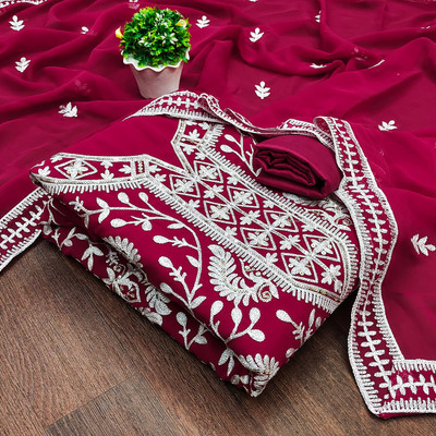 HERE&NOW Georgette Embroidered Salwar Suit Material