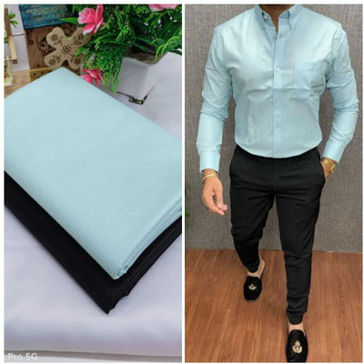 Jalaram Creation Cotton Blend Solid Shirt & Trouser Fabric