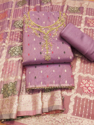 AALSHOP Pure Cotton Embroidered Salwar Suit Material