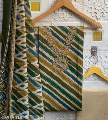 Meghdoot Textiles Pure Cotton Floral Print, Chevron/Zig Zag Salwar Suit Material