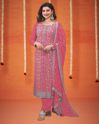 Dealbazaars Corporation Silk Blend Embroidered, Embellished, Self Design Salwar Suit Material