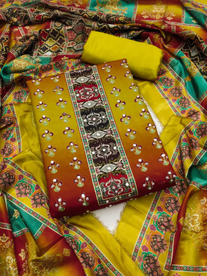 PandadiSaree Silk Blend Printed Salwar Suit Material