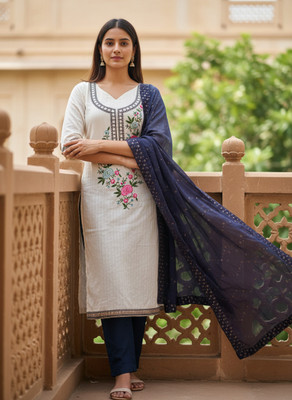 TNT Cotton Blend Embroidered Salwar Suit Material