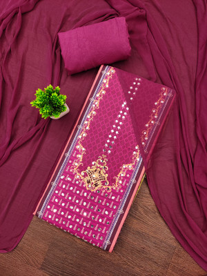 HERE&NOW Viscose Rayon Embellished Salwar Suit Material