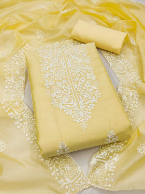 rang rani textiles Chanderi Embroidered Salwar Suit Material