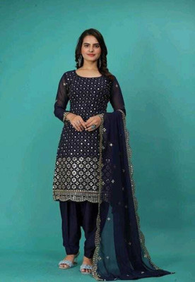 ETHNICBRITY Georgette Embroidered Salwar Suit Material