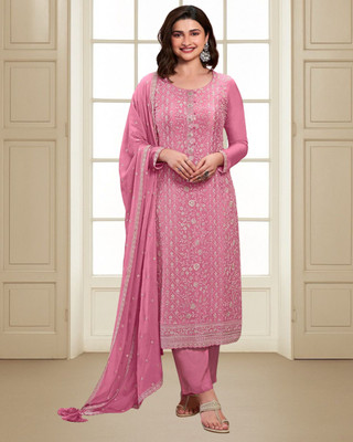 Dealbazaars Corporation Silk Blend Embroidered, Embellished, Self Design Salwar Suit Material