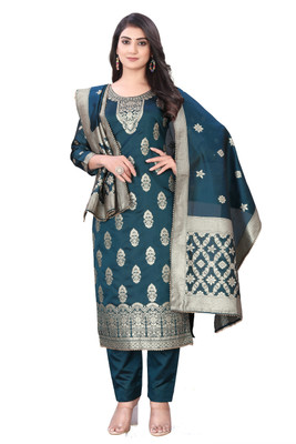 SARVAH Art Silk Self Design Salwar Suit Material