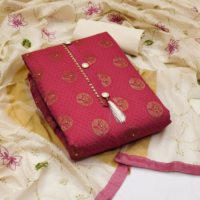 MEHZEEL FAB Cotton Silk Embroidered Salwar Suit Material