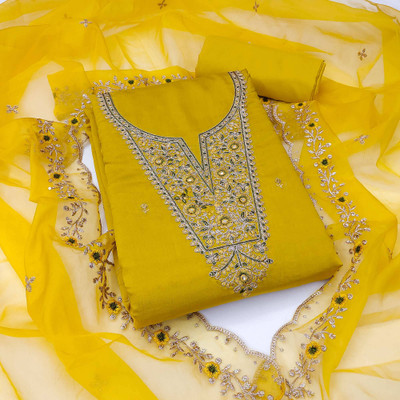 Peachmode Viscose Rayon Embroidered Salwar Suit Material