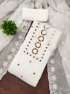 ShopGlobal Cotton Blend Embroidered Salwar Suit Material