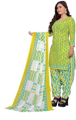 Varishtaa Cotton Blend Printed Kurta & Patiyala Material