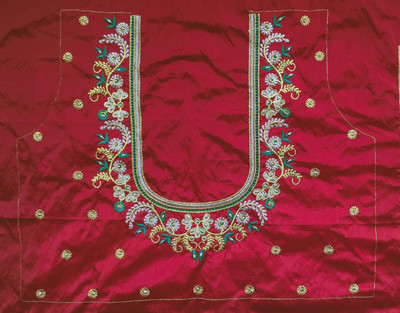 aai k Silk Blend Embroidered Blouse Material