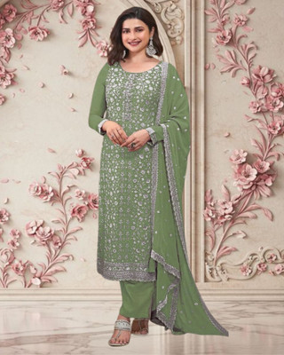 Dealbazaars Corporation Silk Blend Embroidered, Embellished, Self Design Salwar Suit Material