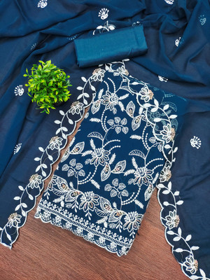 Shadow & Saining Georgette Embroidered Salwar Suit Material