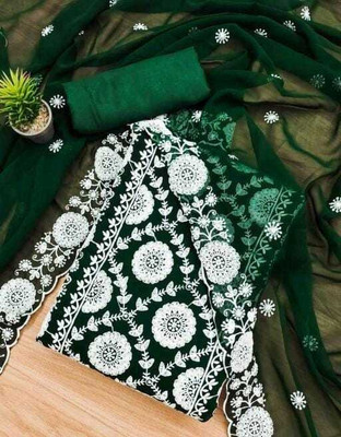 CLOTHLEMON Georgette Embroidered Salwar Suit Material