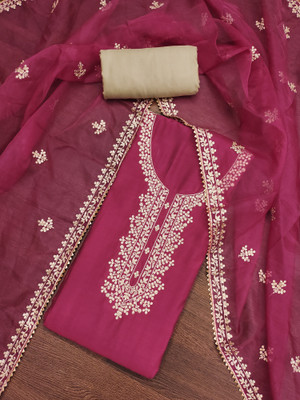 Divastri Silk Blend Embroidered Salwar Suit Material