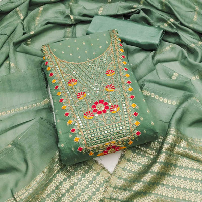 PandadiSaree Chanderi Embroidered Salwar Suit Material