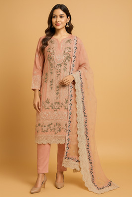 RangeRiwaj Pure Cotton Embroidered, Embellished Salwar Suit Material