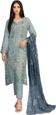 SHREEPAD ENTERPRISE Georgette Embroidered Salwar Suit Material