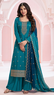Ghunawali Silk Blend Embroidered Kurta & Sharara Fabric