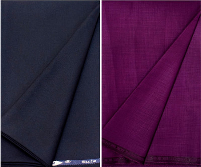 KUNDAN SULZ GWALIOR Cotton Blend Solid, Self Design Shirt & Trouser Fabric