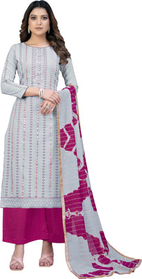 manvaa Cotton Silk Embroidered Salwar Suit Material