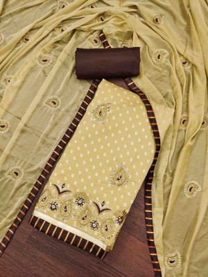 Blissta Cotton Blend Embroidered Salwar Suit Material