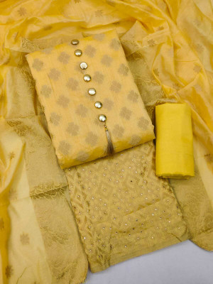 PandadiSaree Cotton Blend Embellished Salwar Suit Material