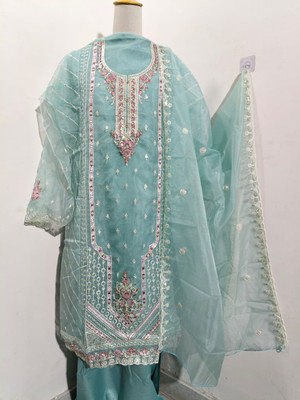 Fab Fashion Studio Chiffon Embroidered Salwar Suit Material